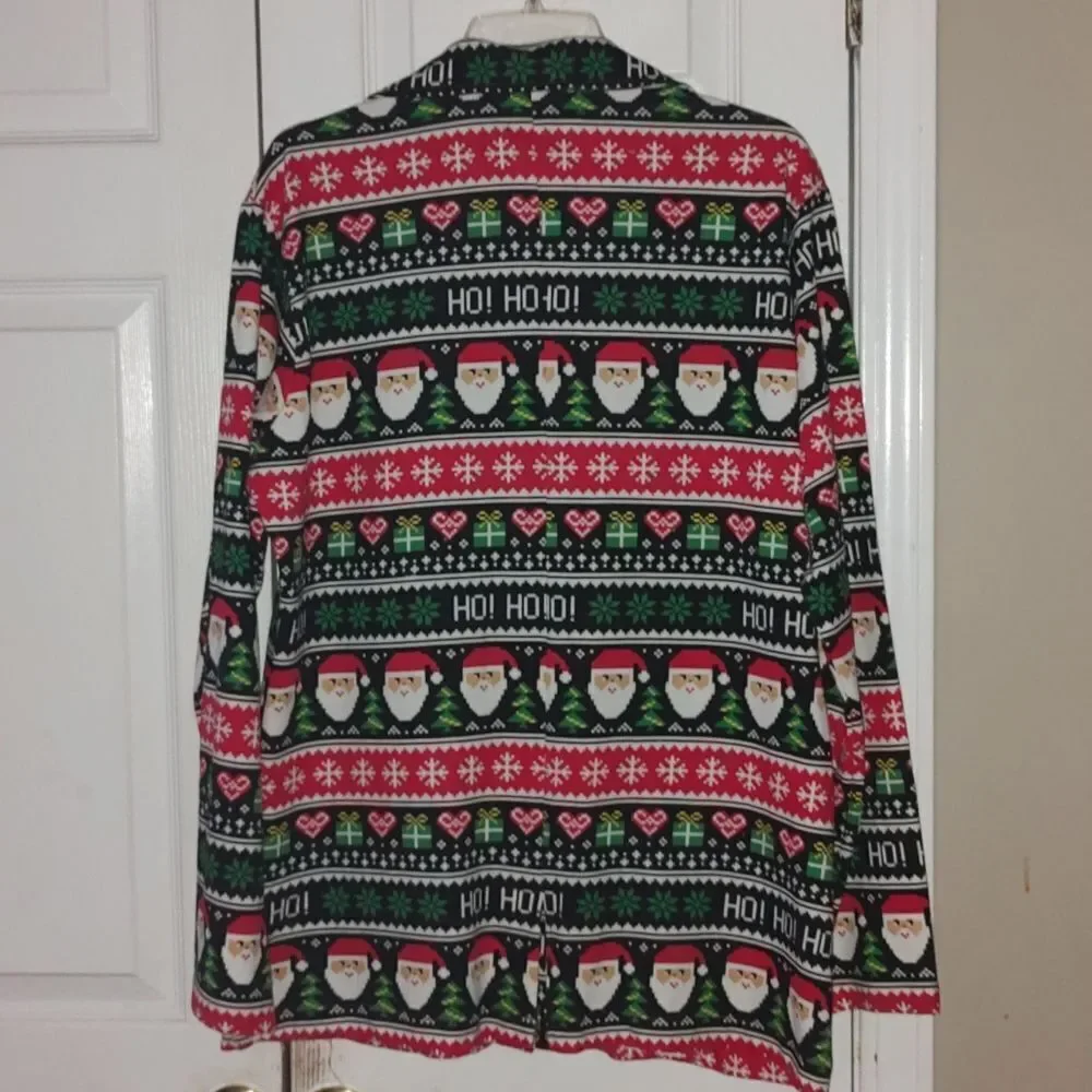 Ugly Christmas Santa Hohoho Blazer Jacket  Sz L